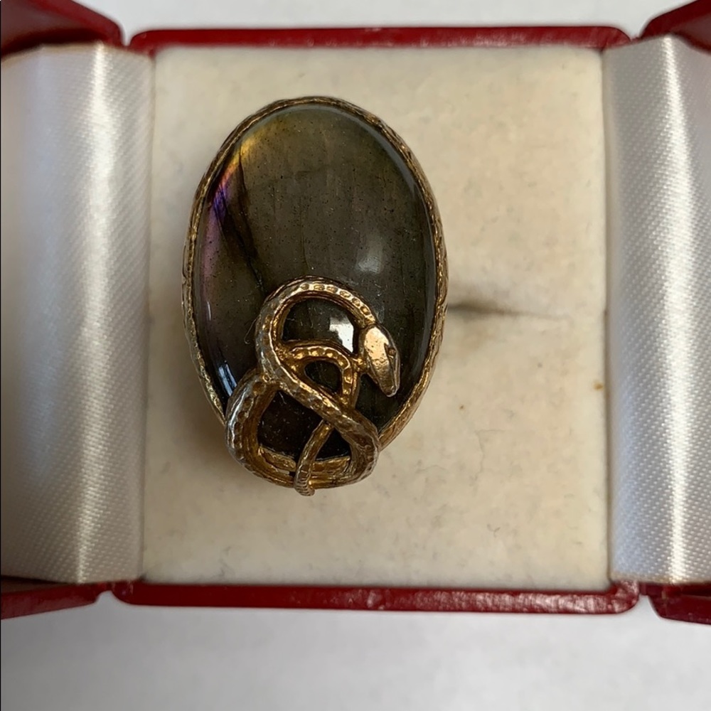 Snake stone gold ring adjustable